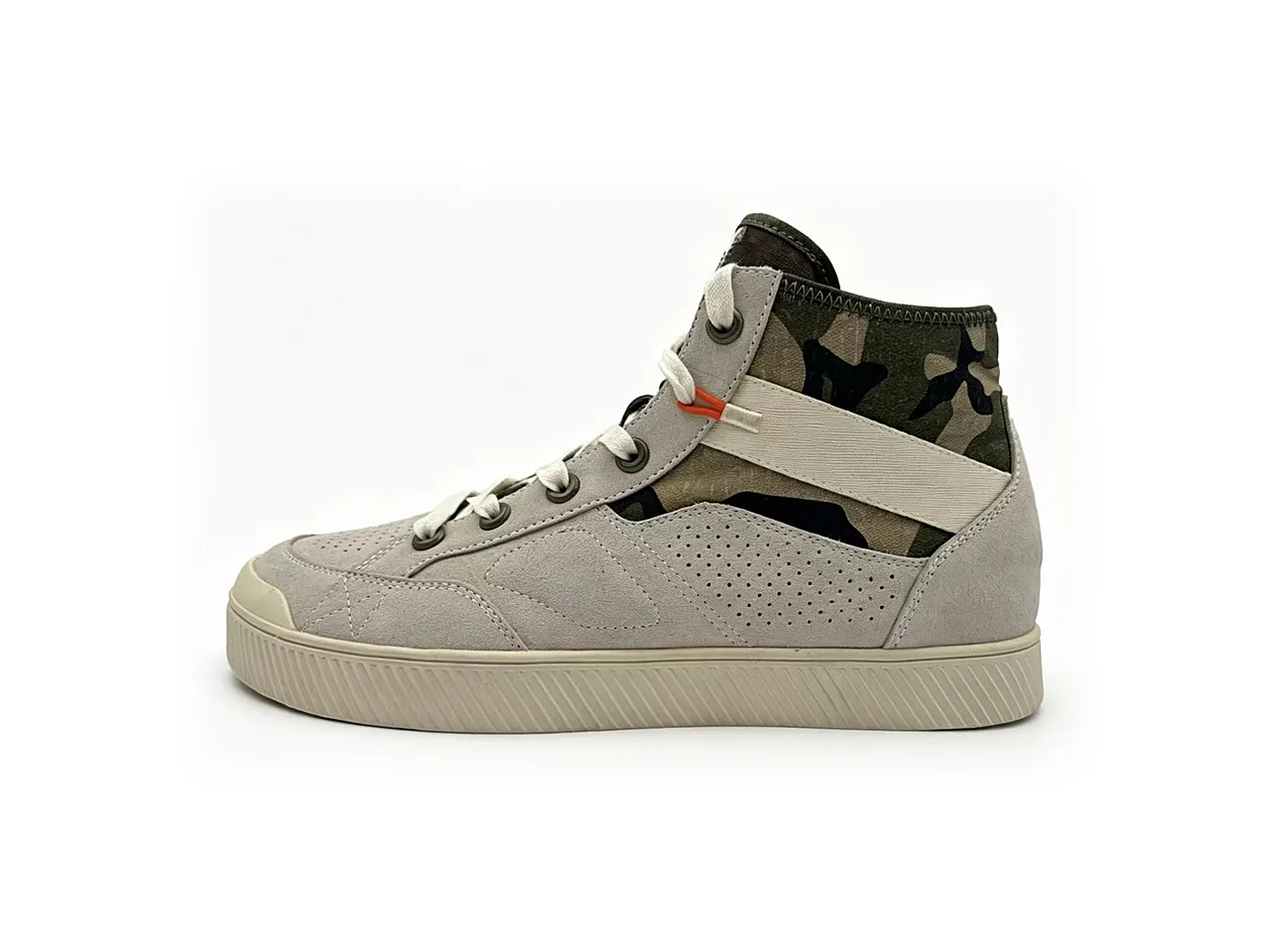 Suede high-top sneaker with camo ankle panel